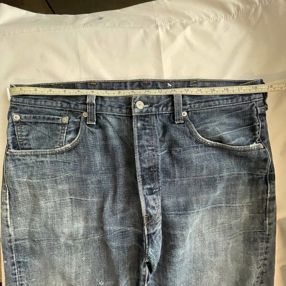 Vintage Levis 501XX 38x30 Distressed Made in The USA Denim Blue Jeans - Picture 12 of 12